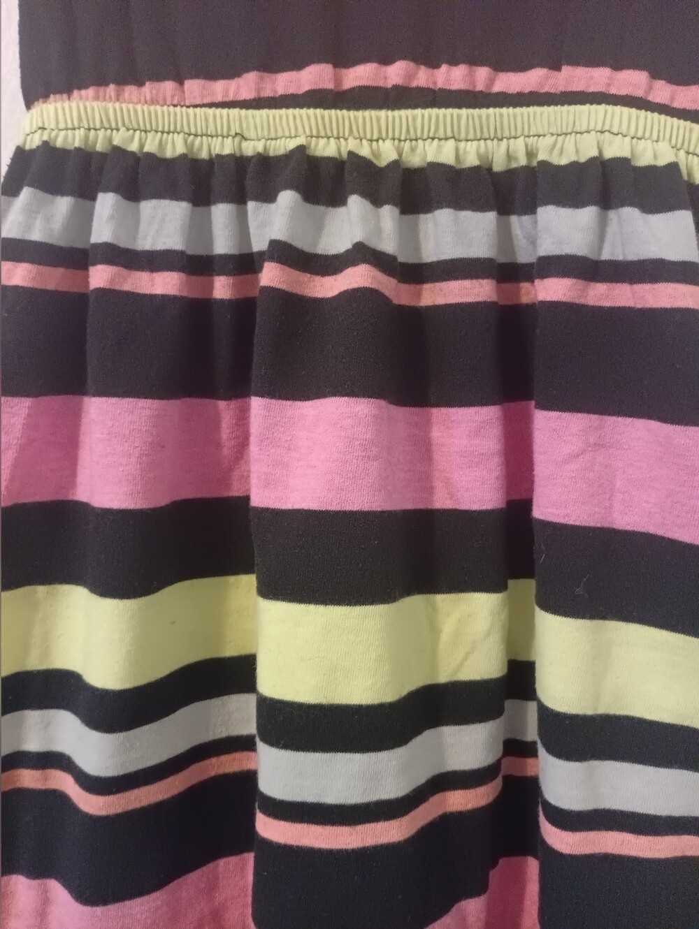 4 For 20$ Circo Girls' Black Stripe Tank Dress with Pink and Lime Stripes - Picture 2 of 5